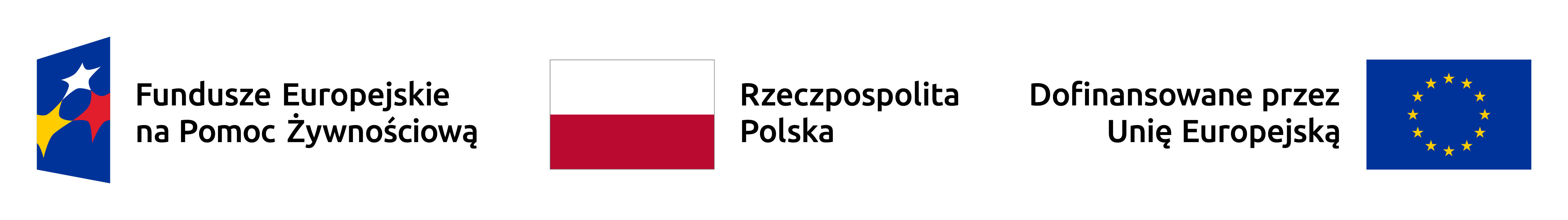 Zestawienie logotypów programu Fundusze Europejskie na Pomoc Żywnościową 2021-2027